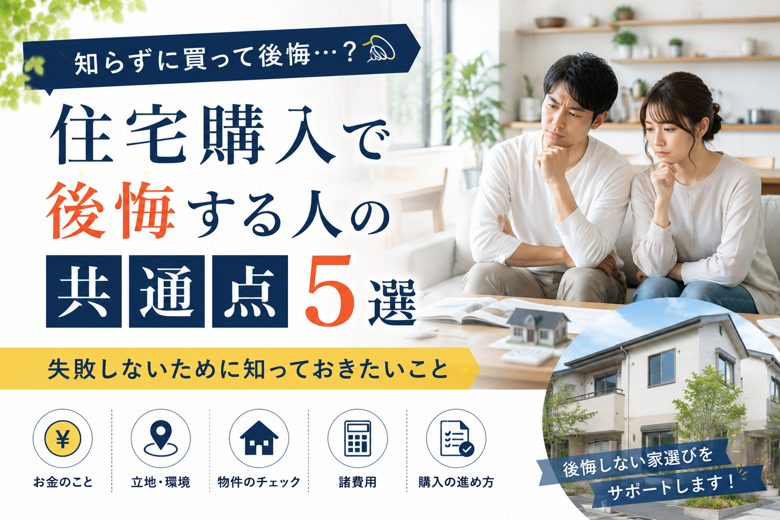 住宅購入で後悔する人の共通点5選｜失敗しないために知っておきたいこと